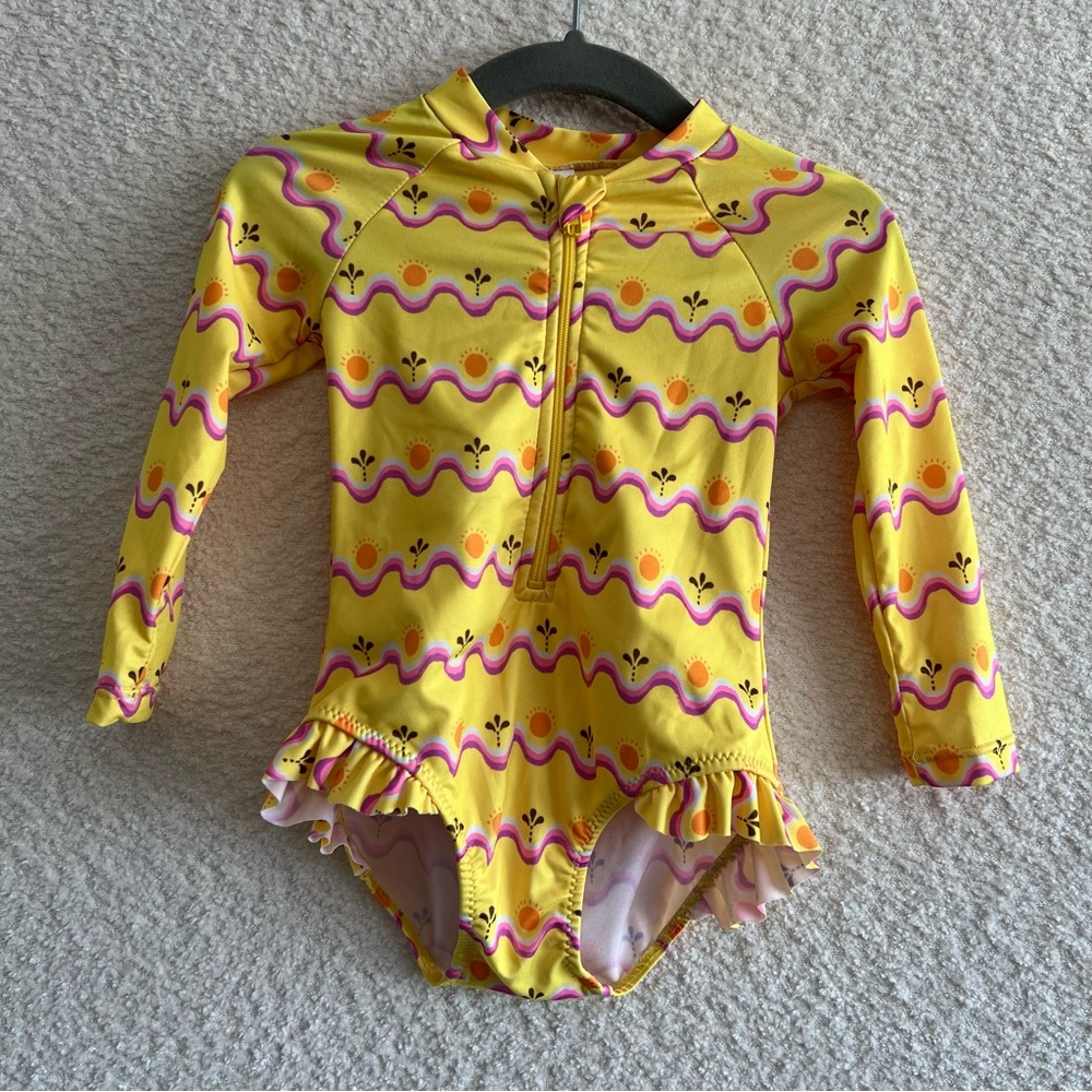 Zara Infant One Piece Toddler Girl Bathing Swim Suit‎ Yellow Size 12-24 Months